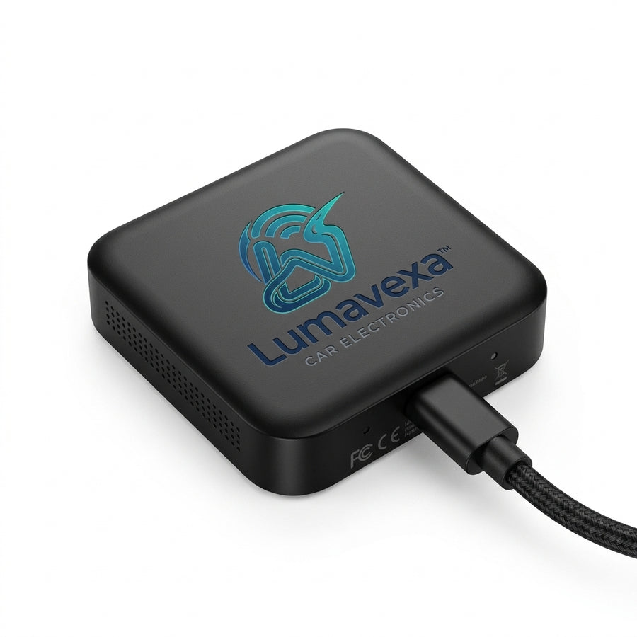 Lumavexa™ Wireless Car Multimedia Hub – Compact CarPlay & Android Auto Adapter with USB-C Power/Data Connection, Fast Smartphone Pairing & Wireless In-Car Connectivity