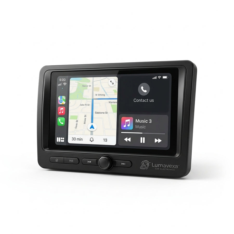 Lumavexa™ Wireless Smart Car Display – Portable Touchscreen Navigation & Multimedia Monitor with Smartphone Link, Hands-Free Calling, Music Control and Dashboard Media Interface